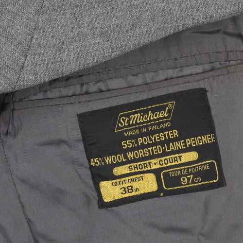 St Michael Grey Single-Breasted Blazer - Size 38