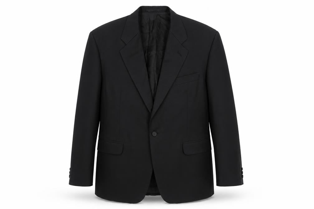 Front view of Daniel Drescott Black Blazer, Size 46in, Single-Breasted