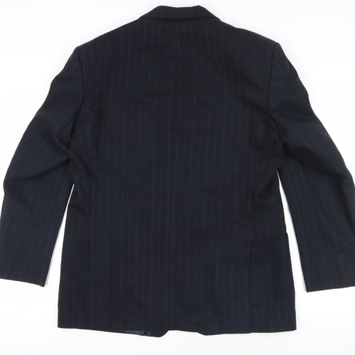 St Michael Navy Striped Wool Suit Jacket, Medium