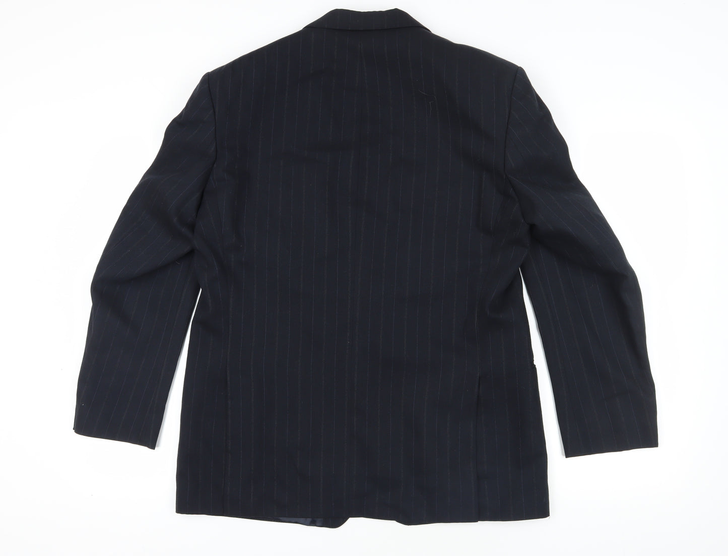 St Michael Navy Striped Wool Suit Jacket, Medium