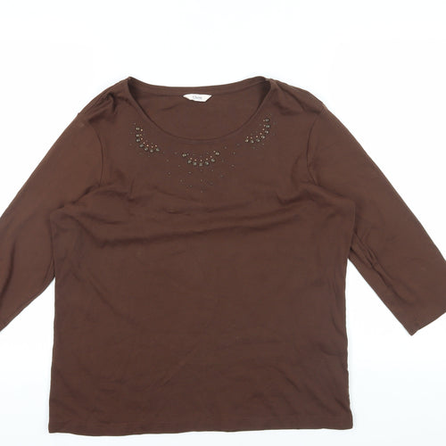 Marks and Spencer Brown Studded T-Shirt Size 16