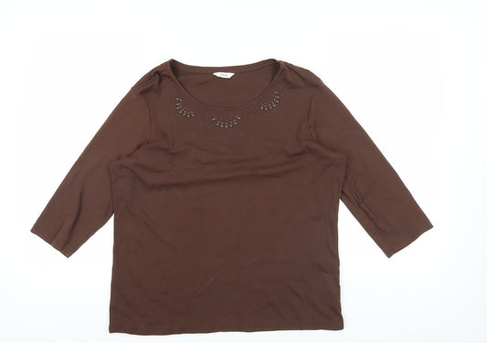 Marks and Spencer Brown Studded T-Shirt Size 16