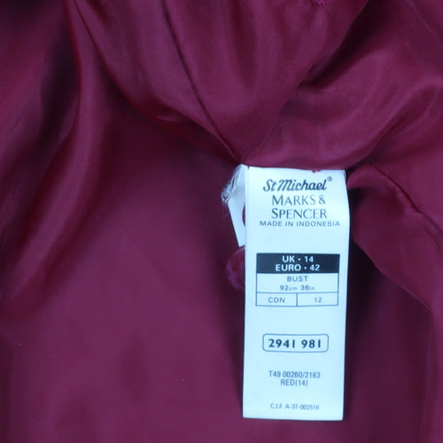 Marks and Spencer Red Mid-Length Coat Size 14