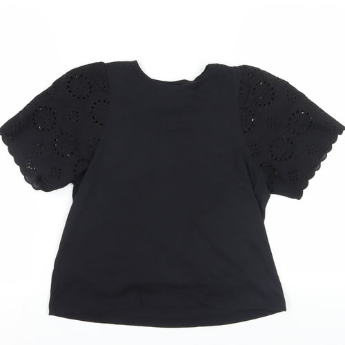 H&M Black T-Shirt Puff Sleeve Women's Size 12