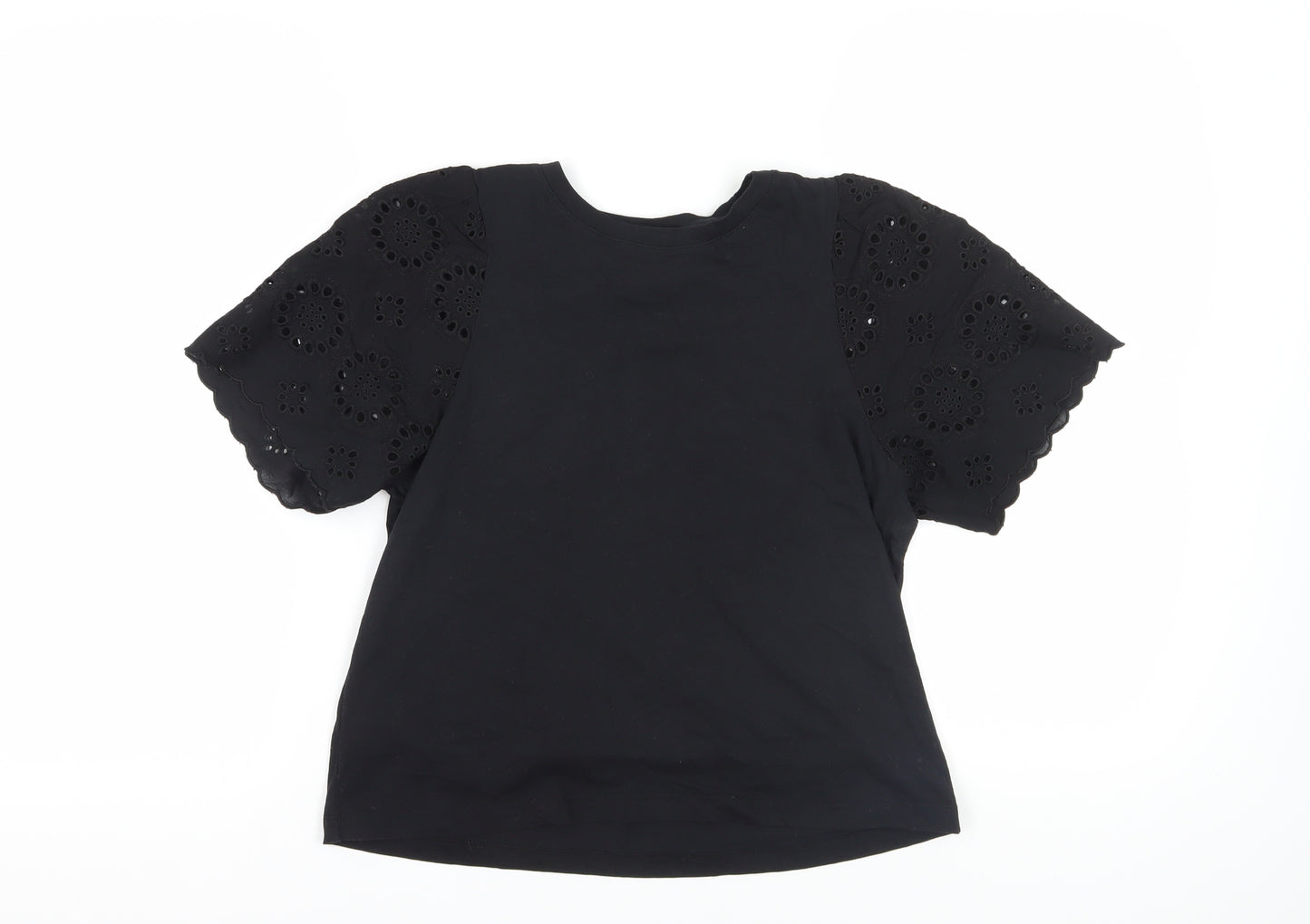 H&M Black T-Shirt Puff Sleeve Women's Size 12