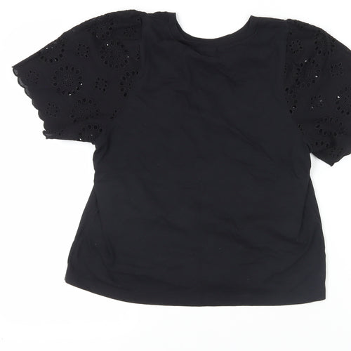 H&M Black T-Shirt Puff Sleeve Women's Size 12