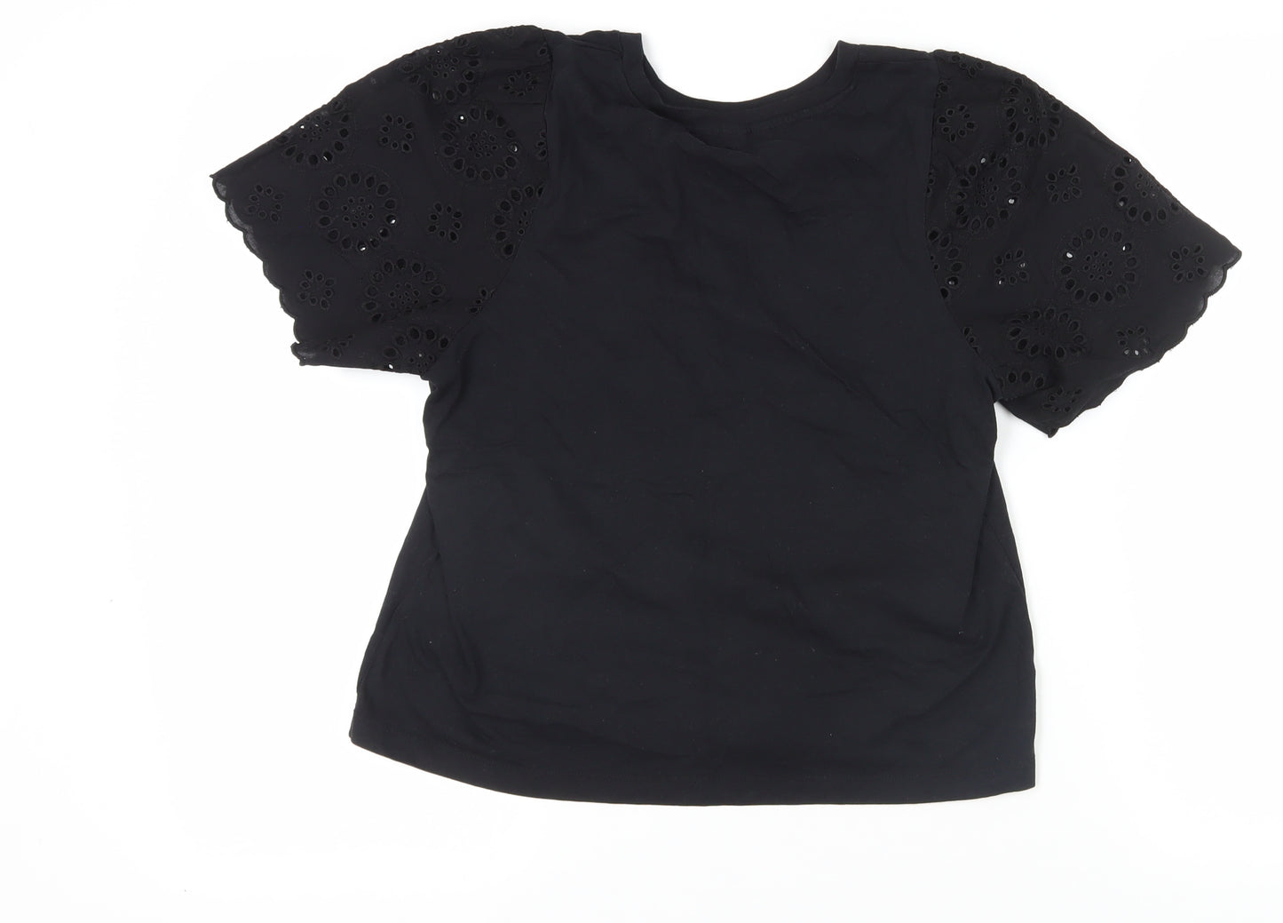 H&M Black T-Shirt Puff Sleeve Women's Size 12