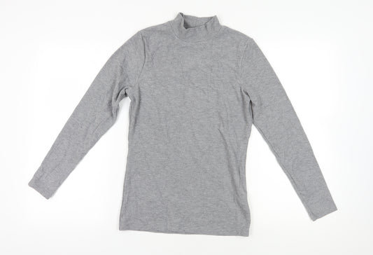 Marks and Spencer Grey High Neck Long Sleeve Top - Size 14