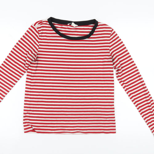 H&M Red Striped Ringer T-Shirt, Size 12, Stretch