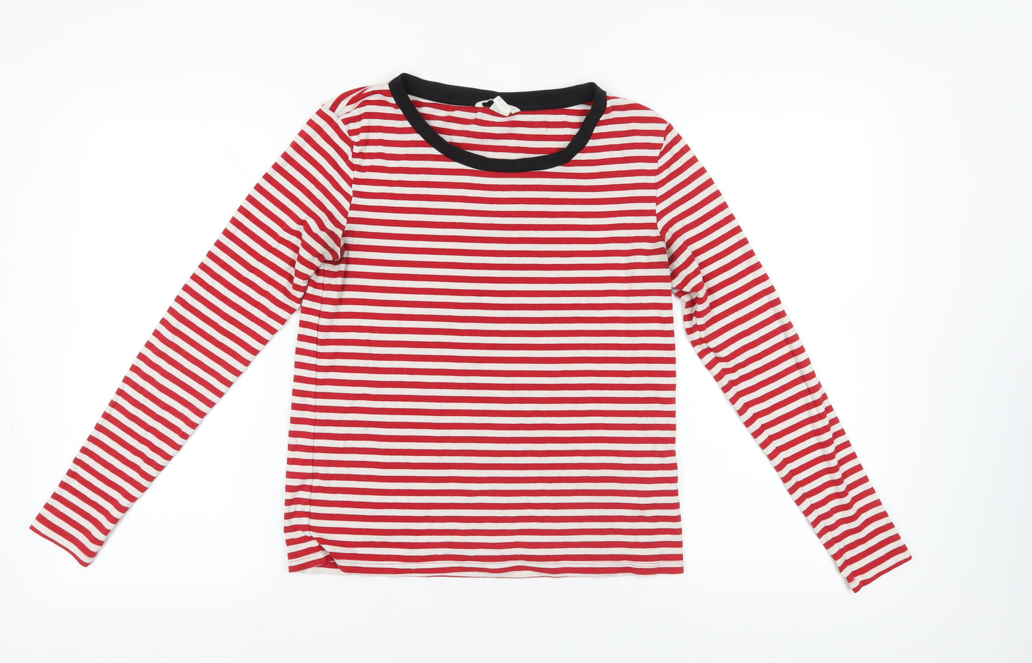 H&M Red Striped Ringer T-Shirt, Size 12, Stretch