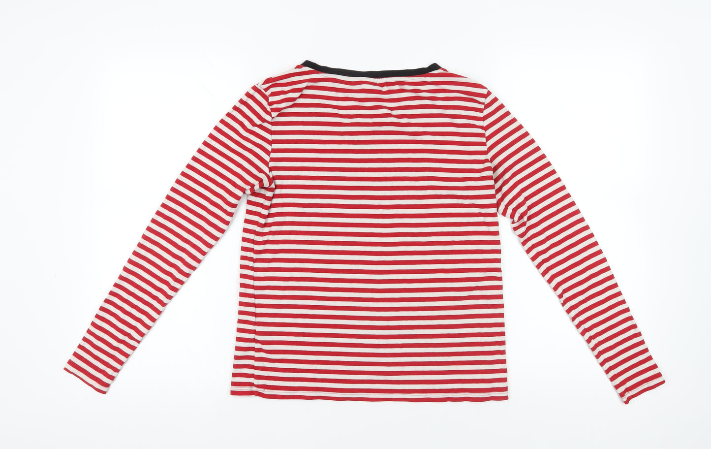 H&M Red Striped Ringer T-Shirt, Size 12, Stretch