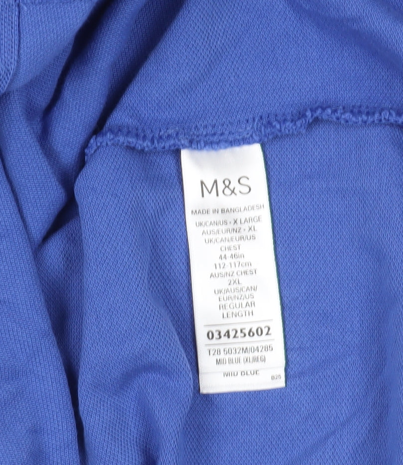 Marks and Spencer Blue Cotton Polo Shirt XL