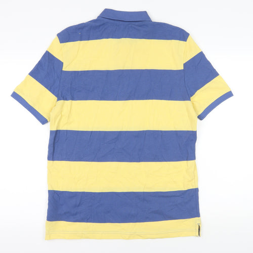 Marks and Spencer Striped Polo Shirt Blue Yellow M