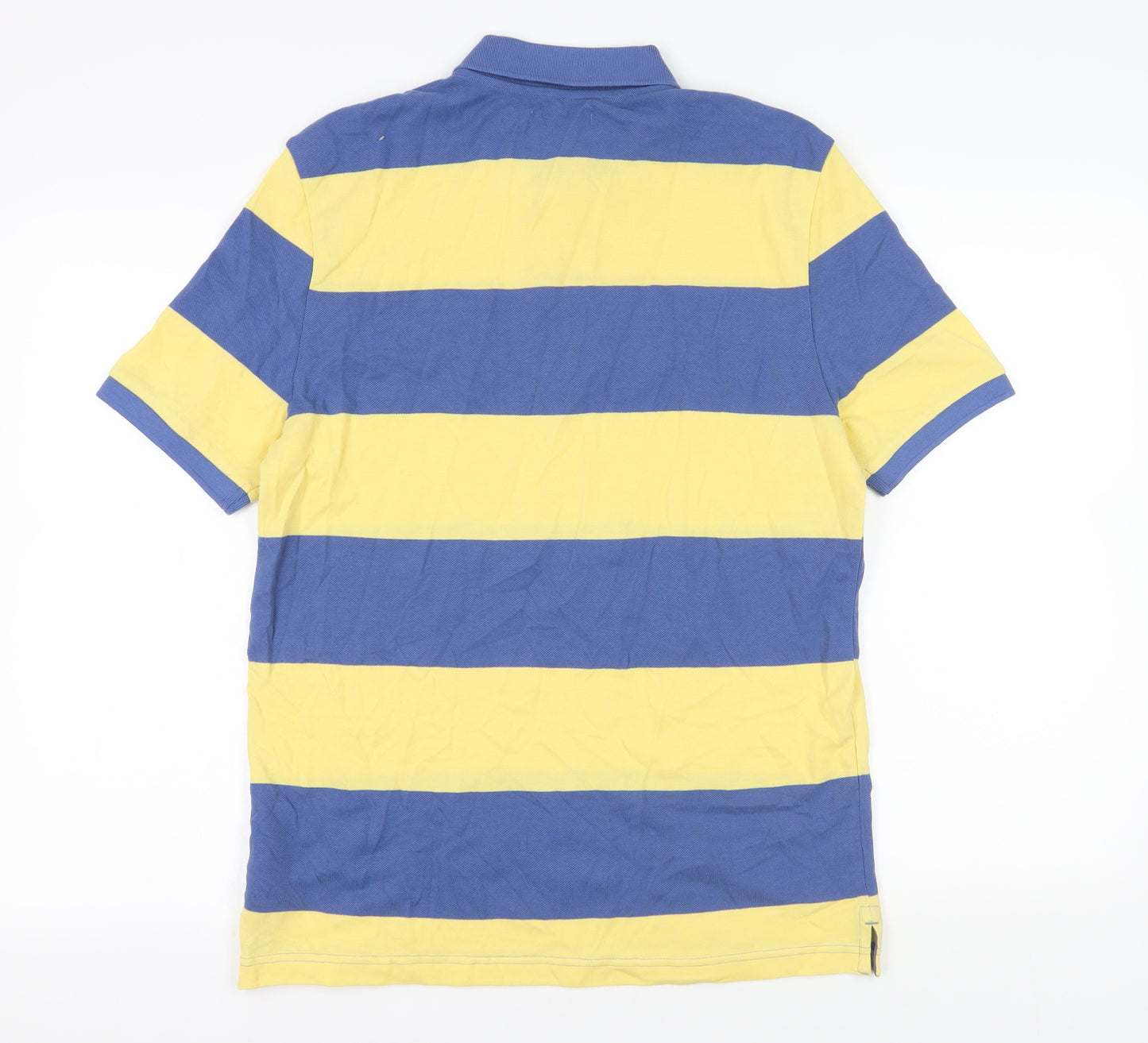 Marks and Spencer Striped Polo Shirt Blue Yellow M