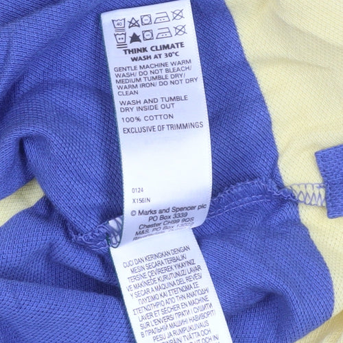 Marks and Spencer Striped Polo Shirt Blue Yellow M