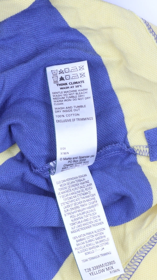 Marks and Spencer Striped Polo Shirt Blue Yellow M