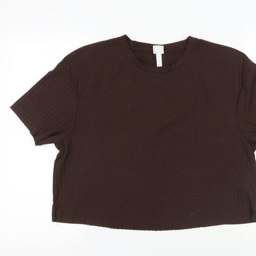 H&M Brown Basic T-Shirt, Size L, Viscose Blend