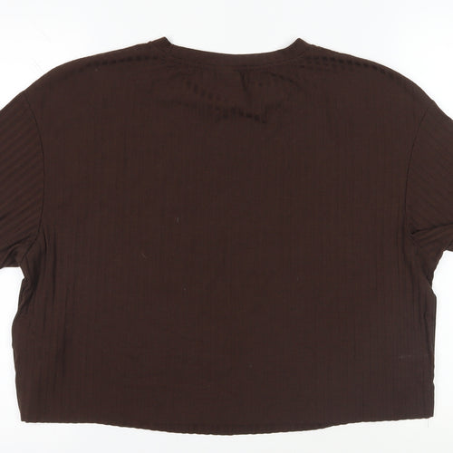 H&M Brown Basic T-Shirt, Size L, Viscose Blend