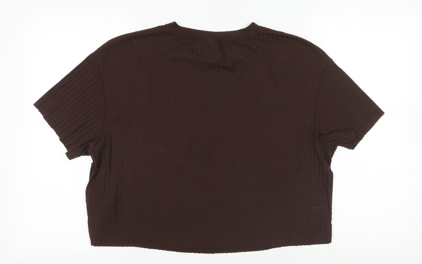 H&M Brown Basic T-Shirt, Size L, Viscose Blend