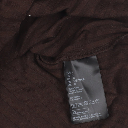 H&M Brown Basic T-Shirt, Size L, Viscose Blend