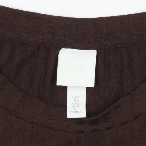 H&M Brown Basic T-Shirt, Size L, Viscose Blend