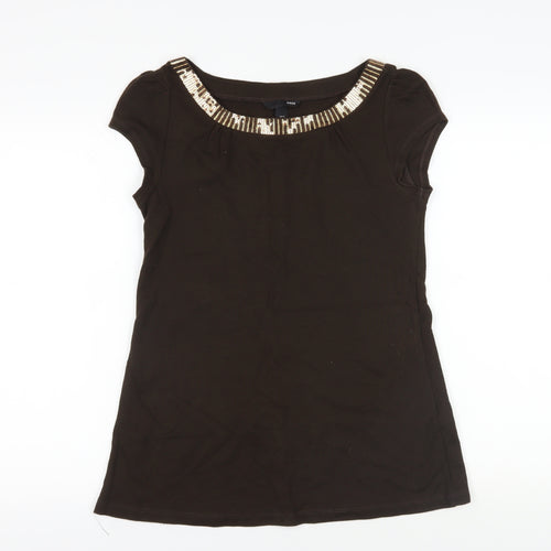 H&M Brown Sequin Accent Top, Size 12, Casual Wear