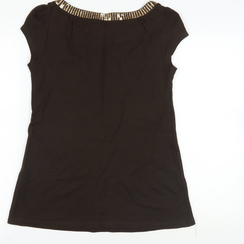 H&M Brown Sequin Accent Top, Size 12, Casual Wear