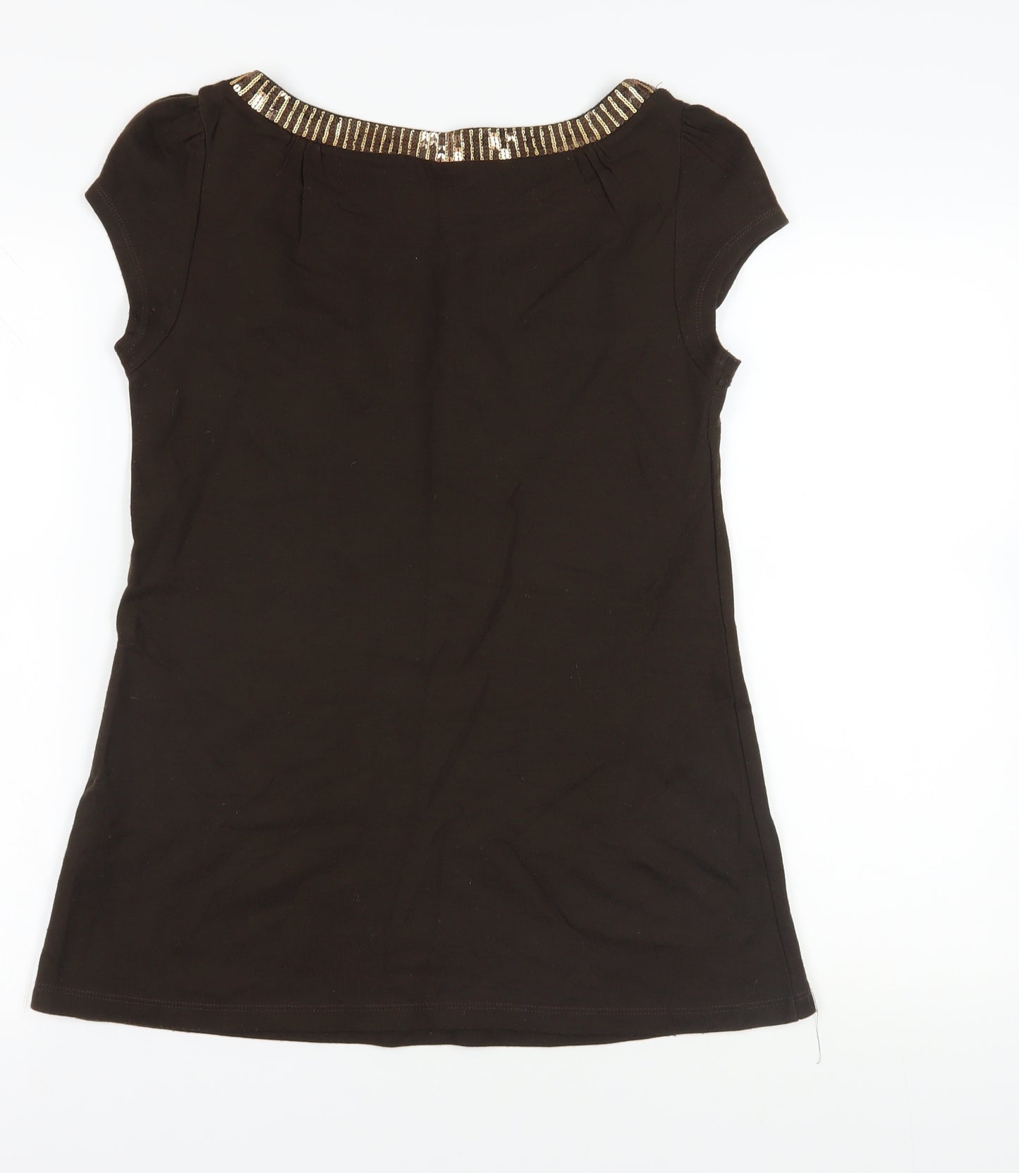 H&M Brown Sequin Accent Top, Size 12, Casual Wear