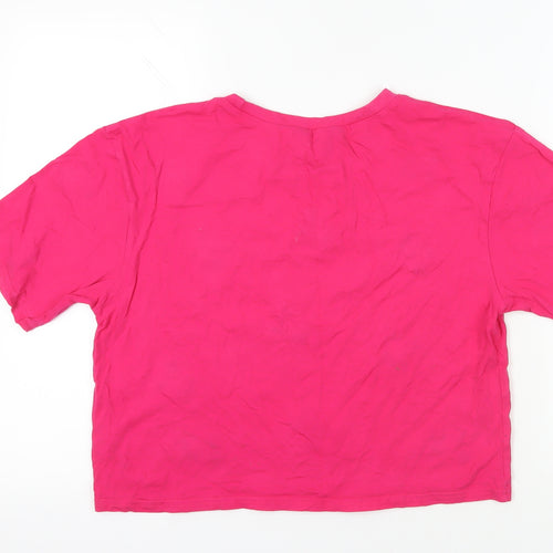 New Look Pink Embroidered Floral T-Shirt, Size 14