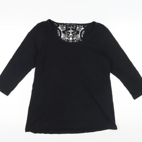 Marks and Spencer Black Lace Accented Blouse - Size 14