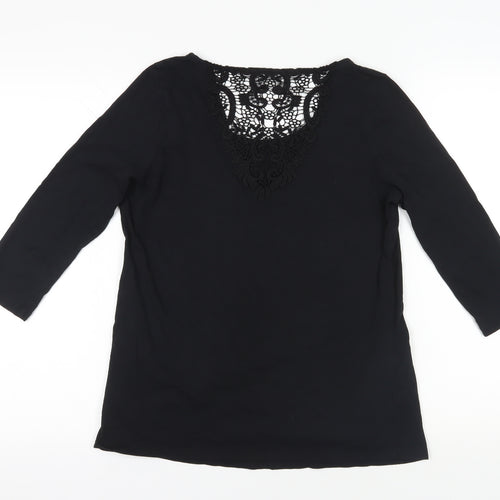 Marks and Spencer Black Lace Accented Blouse - Size 14