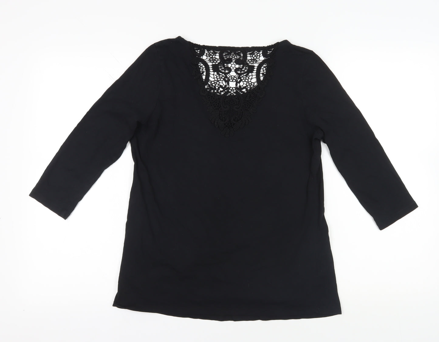 Marks and Spencer Black Lace Accented Blouse - Size 14