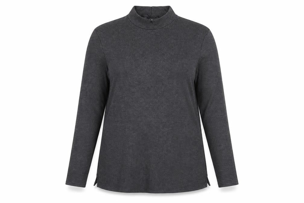 Front view of Next Grey Mock Neck Long Sleeve T-Shirt