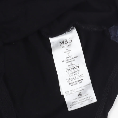 Marks and Spencer Black Polo Shirt, Size M, Short Sleeve