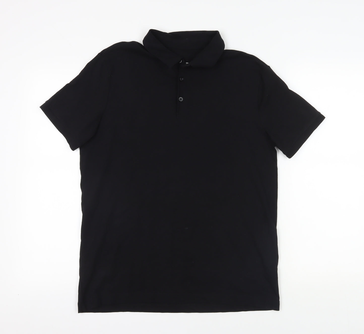 H&M Black Stretch Cotton Polo Shirt Large