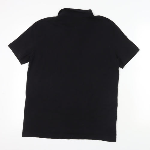 H&M Black Stretch Cotton Polo Shirt Large