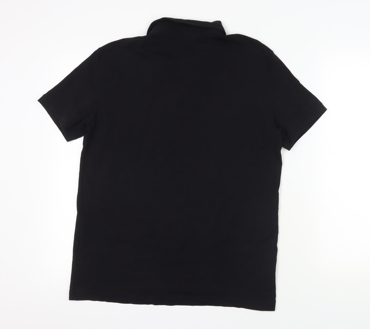 H&M Black Stretch Cotton Polo Shirt Large