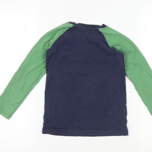 Frugi Boys Blue Green Long Sleeve Bear T-Shirt 7-8 Years