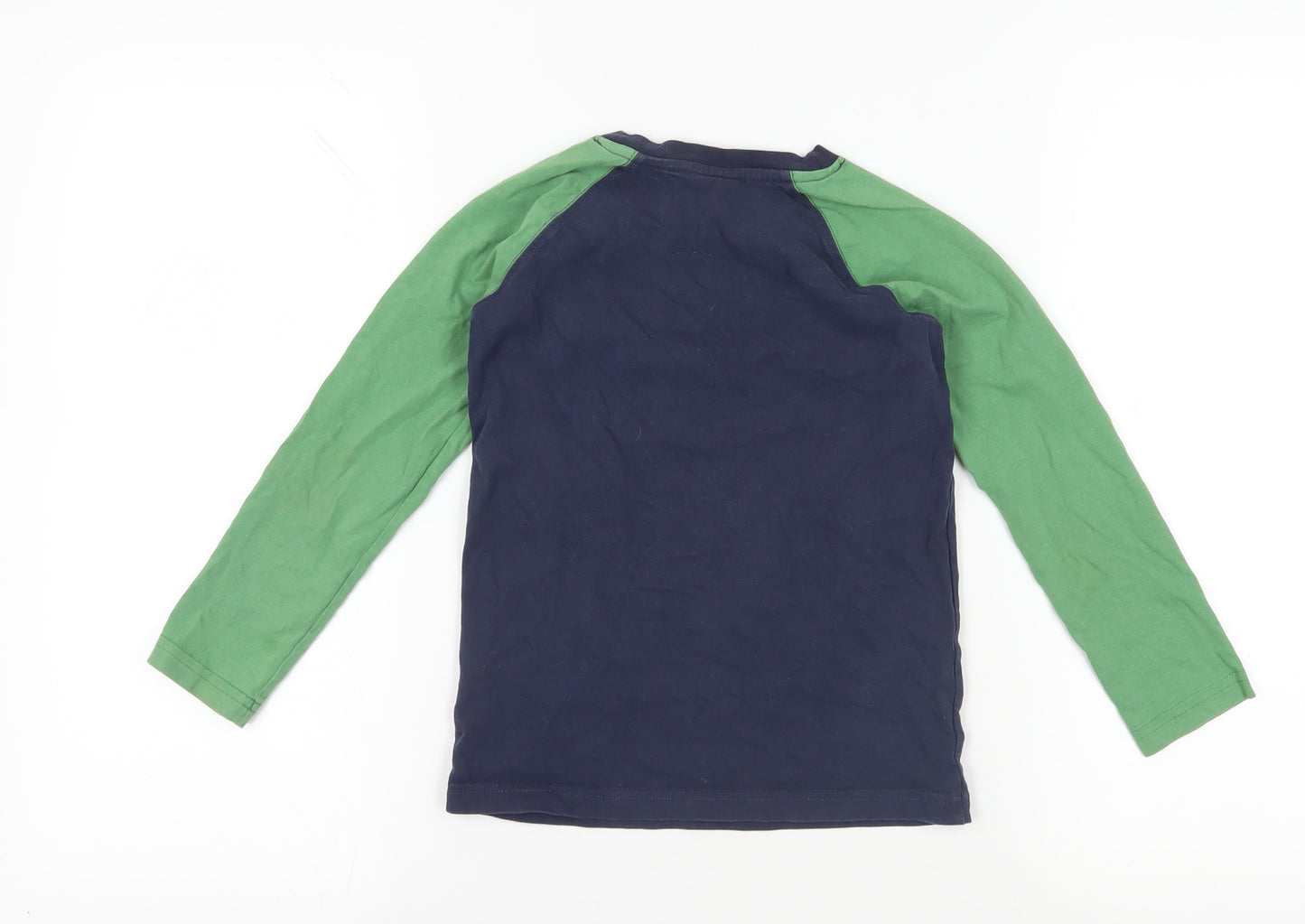 Frugi Boys Blue Green Long Sleeve Bear T-Shirt 7-8 Years