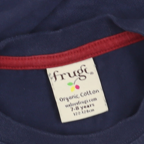 Frugi Boys Blue Green Long Sleeve Bear T-Shirt 7-8 Years