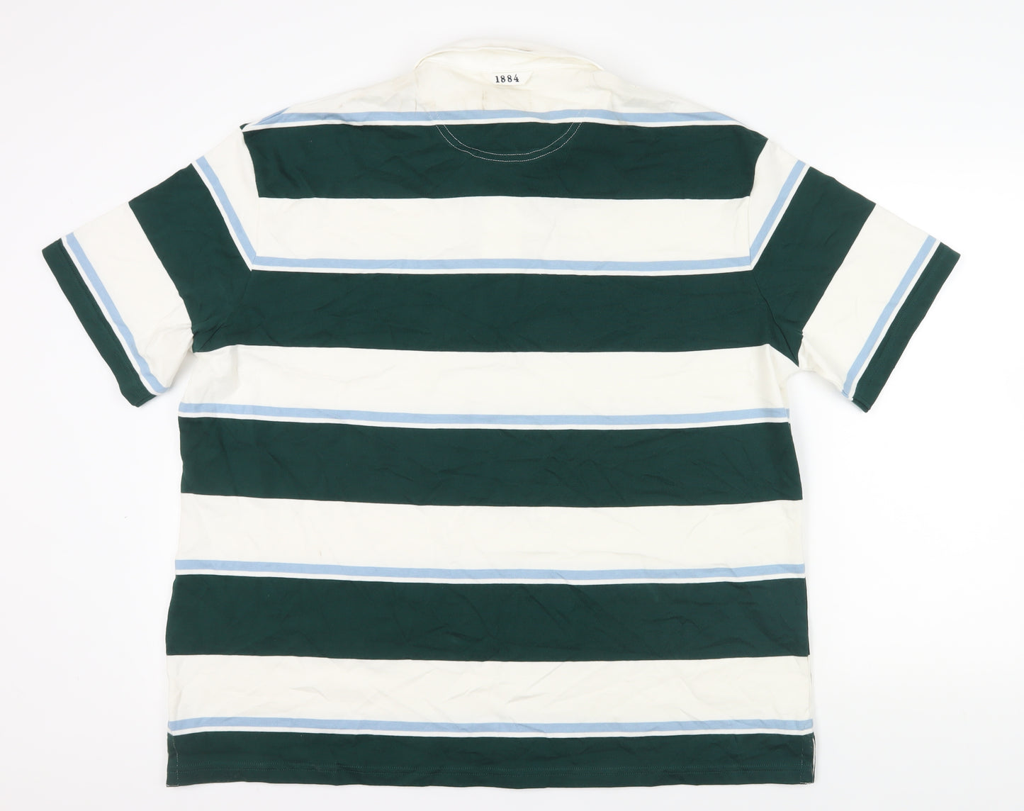 Marks and Spencer Striped Polo Green & White 2XL