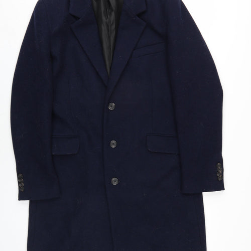 ASOS Mens Blue Overcoat Coat Size M Button