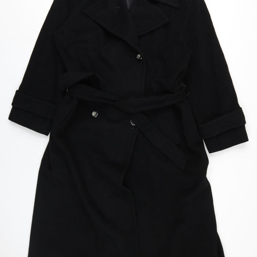Austin Reed Womens Black Overcoat Coat Size 12 Button