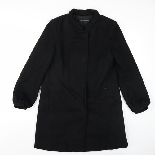 French Connection Womens Black Overcoat Coat Size 8 Snap