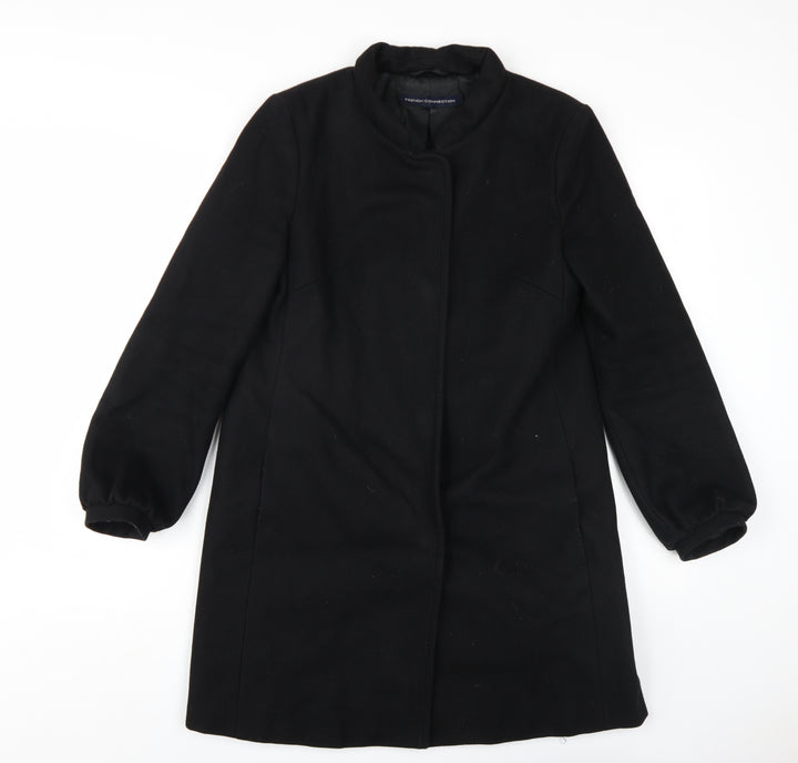 French Connection Womens Black Overcoat Coat Size 8 Snap