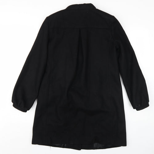 French Connection Womens Black Overcoat Coat Size 8 Snap