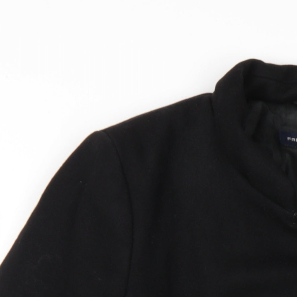 French Connection Womens Black Overcoat Coat Size 8 Snap