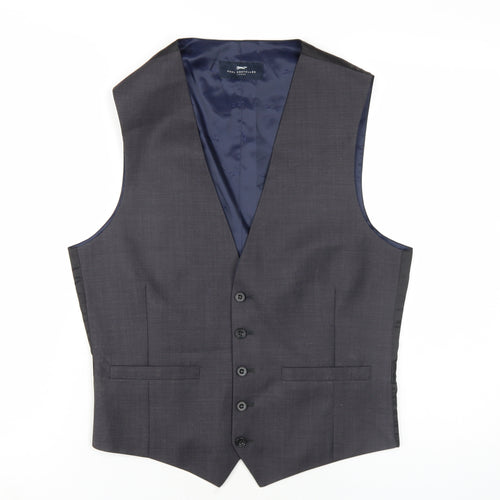 Paul Costelloe Mens Grey Wool Jacket Suit Waistcoat Size 38 Regular