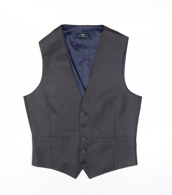 Paul Costelloe Mens Grey Wool Jacket Suit Waistcoat Size 38 Regular