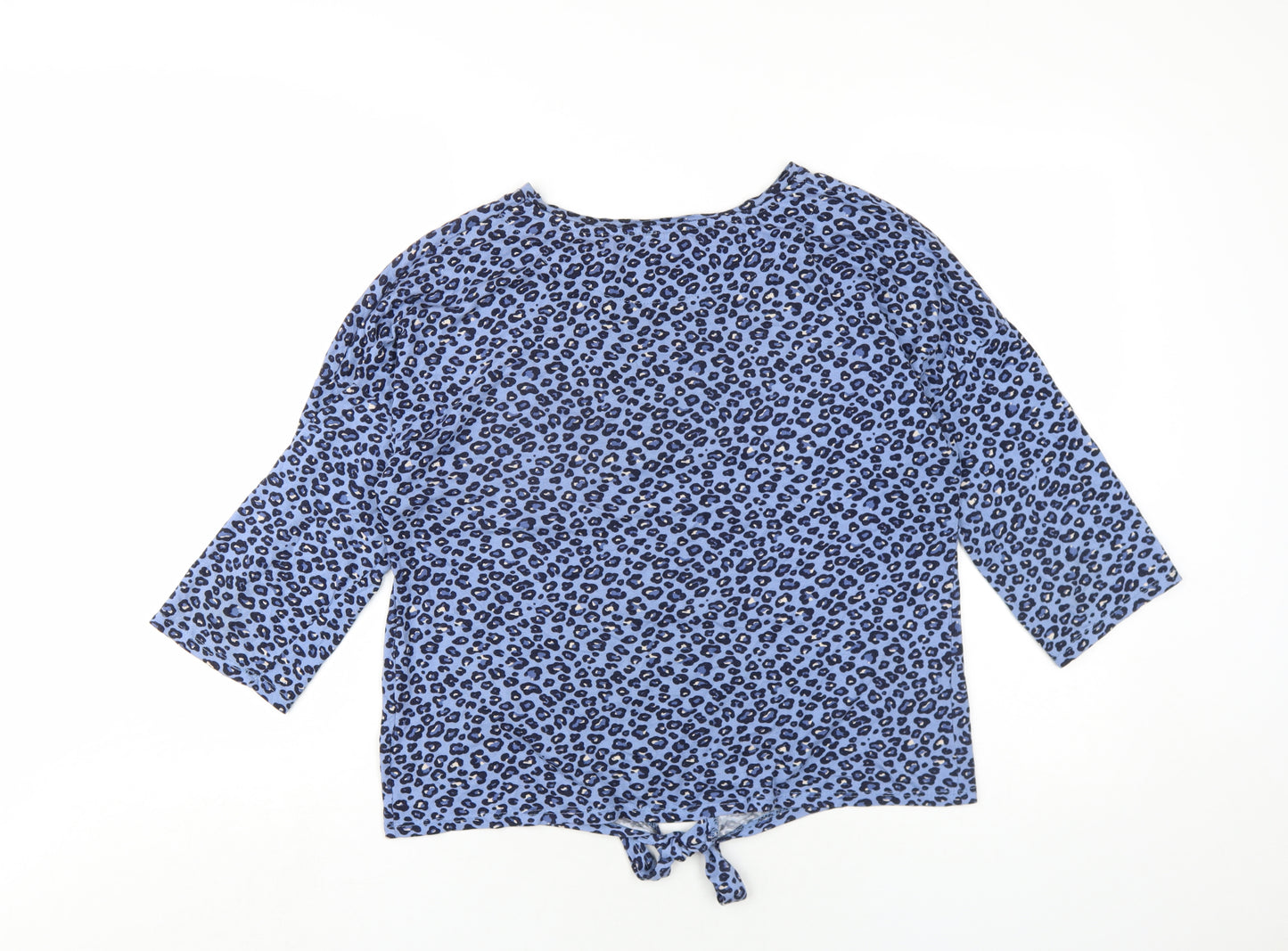 Principles Womens Blue Animal Print Cotton Basic T-Shirt Size 12 Round Neck